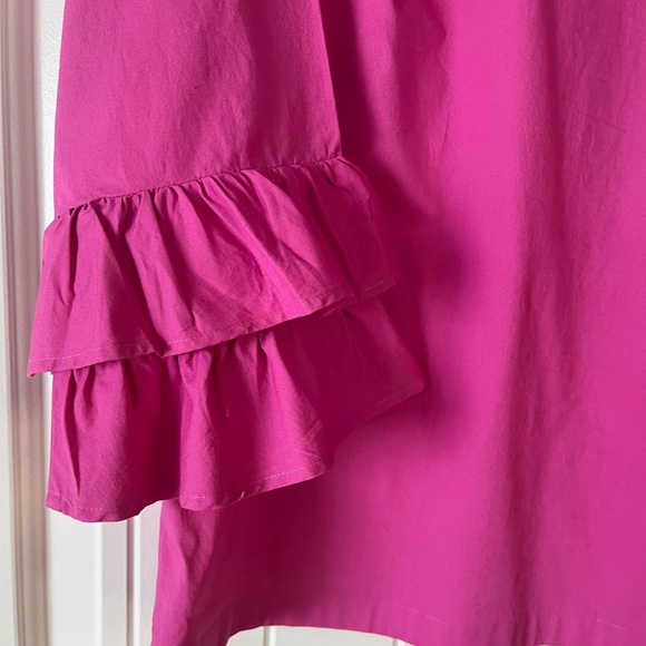 JCrew Factory Pink Ruffle Sleeve Top Size 6 - Picture 4 of 5